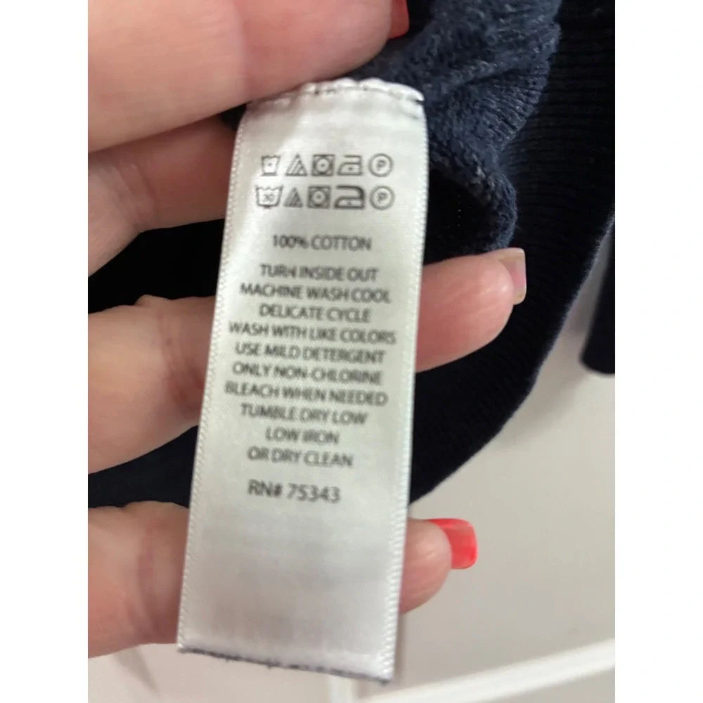 J. Crew Mens Navy Blue Cotton V-Neck Sweater Long Sleeve RN 75343 Size Large